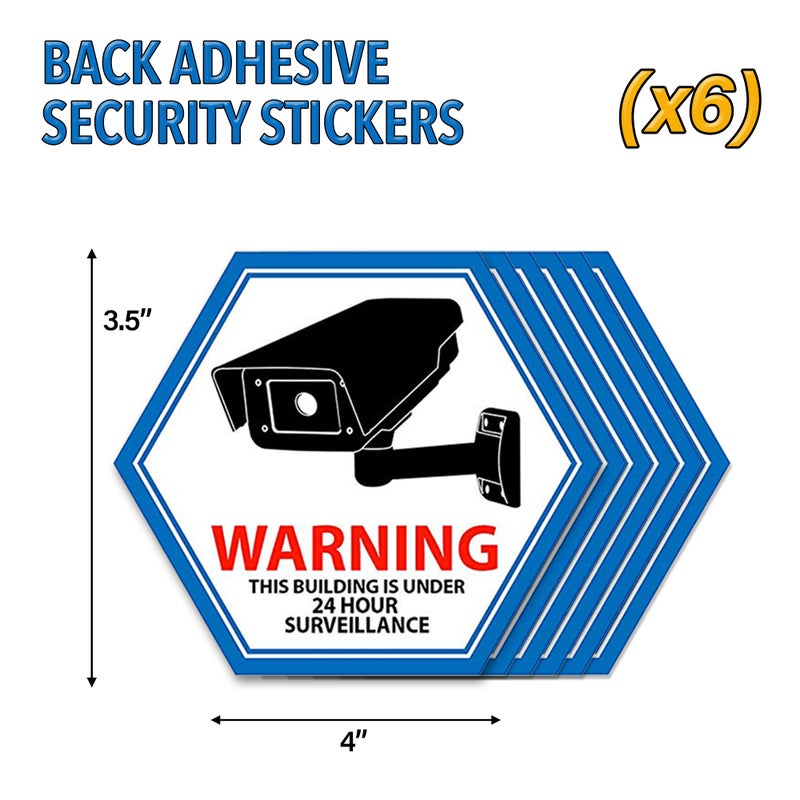 Mandala Crafts Back Adhesive Security Camera Stickers Signs Video Surveillance CCTV Stickers - 6 Indoor Outdoor on Camera Decals for Windows, Doors - Image 4